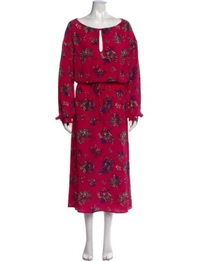 Pre-owned Scanlan Theodore Silk Long Dress In Pink