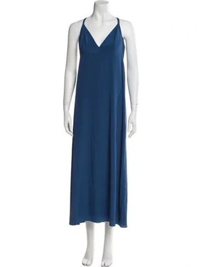 Pre-owned Scanlan Theodore Silk Long Dress W/ Tags In Blue
