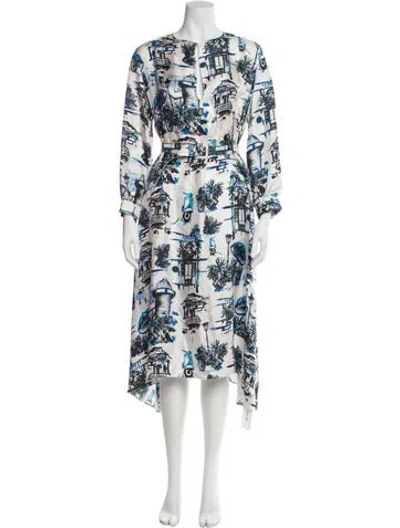 Pre-owned Scanlan Theodore Silk Long Dress In White