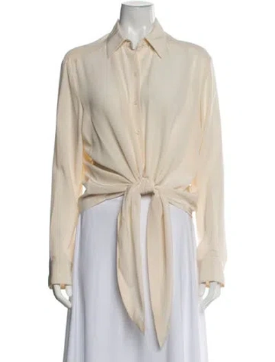 Pre-owned Scanlan Theodore Silk Long Sleeve Blouse In Neutrals