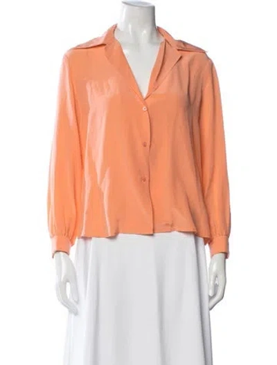 Pre-owned Scanlan Theodore Silk Long Sleeve Blouse In Orange