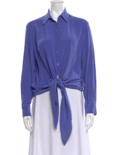 Pre-owned Scanlan Theodore Silk Long Sleeve Blouse In Purple