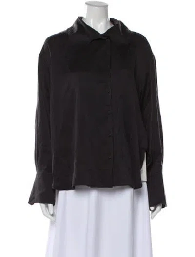 Pre-owned Scanlan Theodore Silk Long Sleeve Blouse W/ Tags In Gray