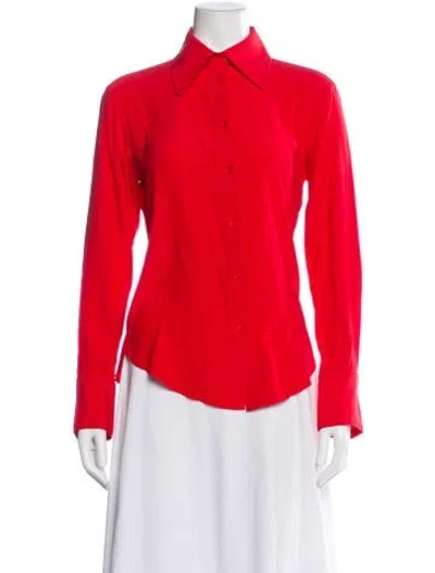 Pre-owned Scanlan Theodore Silk Long Sleeve Top In Red