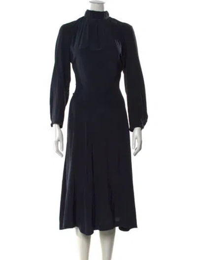 Pre-owned Scanlan Theodore Silk Midi Length Dress In Black