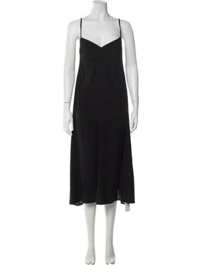 Pre-owned Scanlan Theodore Silk Midi Length Dress In Black