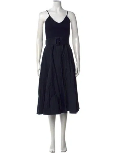 Pre-owned Scanlan Theodore Silk Midi Length Dress In Blue