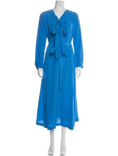 Pre-owned Scanlan Theodore Silk Midi Length Dress In Blue