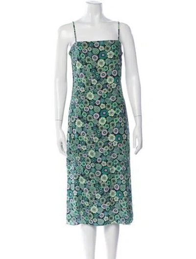 Pre-owned Scanlan Theodore Silk Midi Length Dress In Green