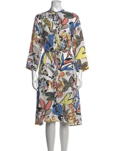 Pre-owned Scanlan Theodore Silk Midi Length Dress In Neutrals