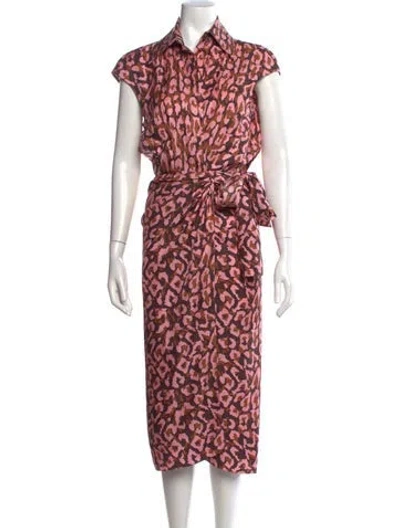 Pre-owned Scanlan Theodore Silk Midi Length Dress In Pink