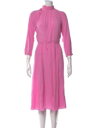 Pre-owned Scanlan Theodore Silk Midi Length Dress In Pink