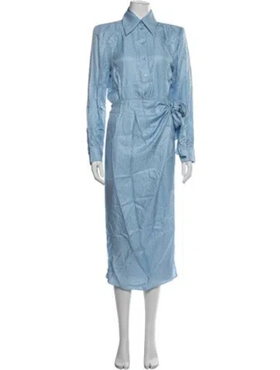 Pre-owned Scanlan Theodore Silk Midi Length Dress W/ Tags In Blue