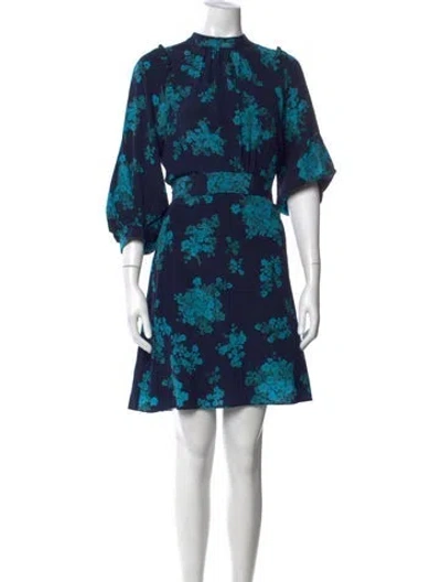 Pre-owned Scanlan Theodore Silk Mini Dress In Blue