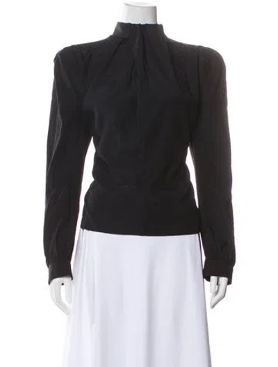 Pre-owned Scanlan Theodore Silk Mock Neck Blouse In Gray