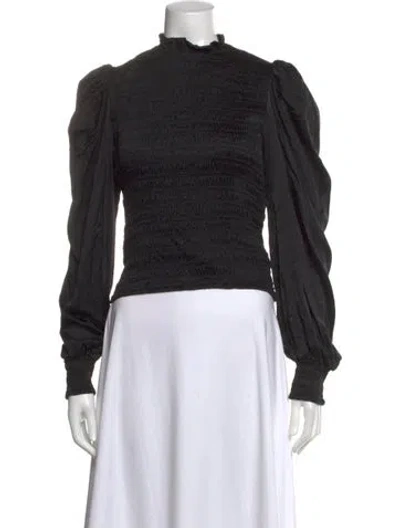 Pre-owned Scanlan Theodore Silk Mock Neck Top In Black