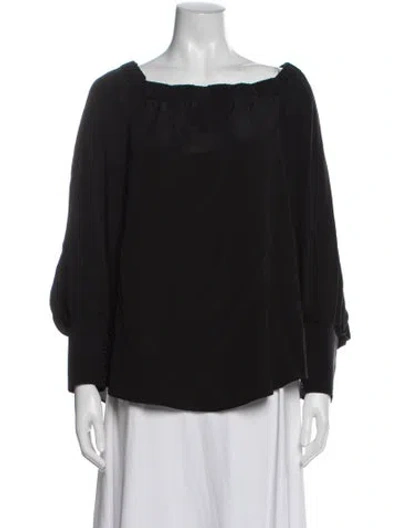 Pre-owned Scanlan Theodore Silk Off-the-shoulder Blouse In Black