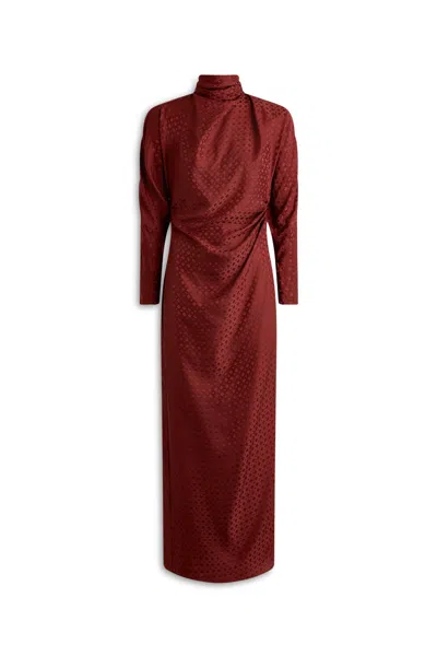 Scanlan Theodore Silk Poppy Jacquard Dress In Brown