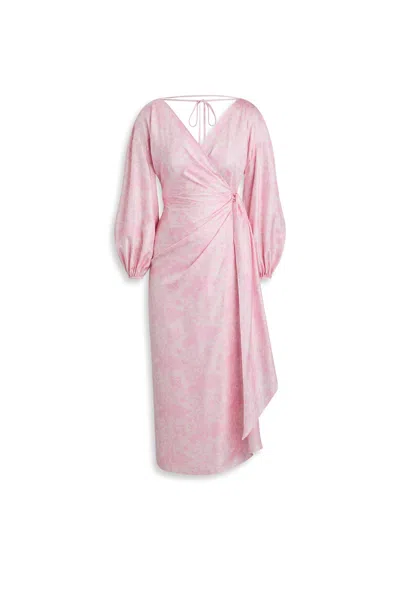Scanlan Theodore Silk Print Wrap Dress In Pink
