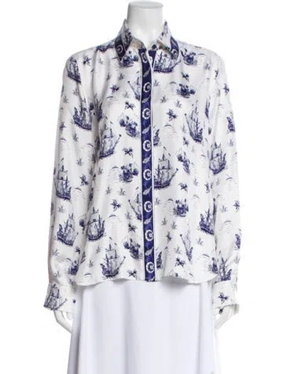 Pre-owned Scanlan Theodore Silk Printed Blouse In Multi