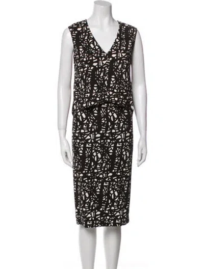 Pre-owned Scanlan Theodore Silk Printed Skirt Set In Blue