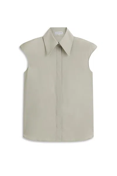 Scanlan Theodore Silk Sleeveless Shoulder Pad Shirt In Green