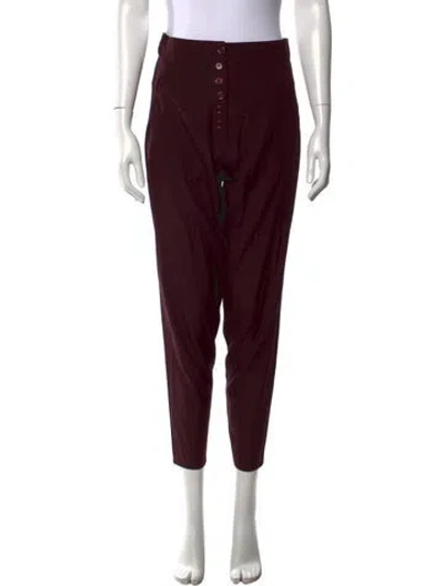 Pre-owned Scanlan Theodore Silk Straight Leg Pants In Burgundy