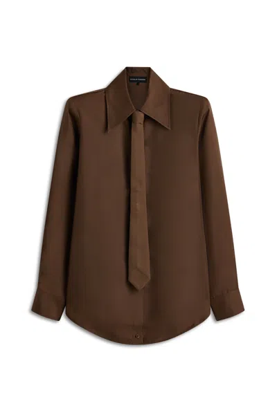 Scanlan Theodore Silk Twill Tie Shirt In Brown