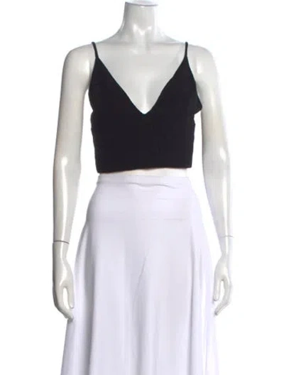 Pre-owned Scanlan Theodore Silk V-neck Crop Top In Blue