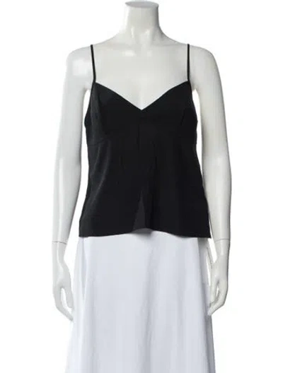 Pre-owned Scanlan Theodore Silk V-neck Top In Black