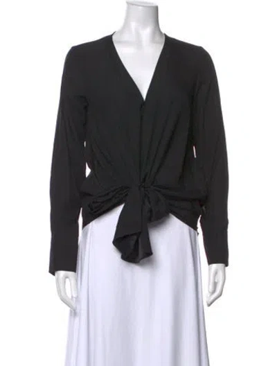 Pre-owned Scanlan Theodore Silk V-neck Top In Black