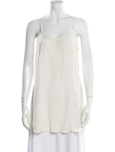 Pre-owned Scanlan Theodore Silk V-neck Top In White