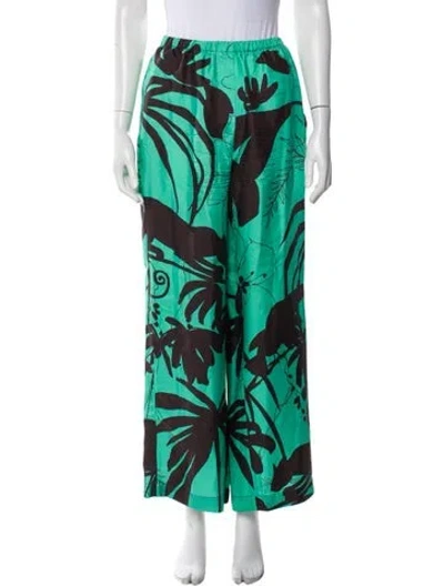Pre-owned Scanlan Theodore Silk Wide Leg Pants In Green