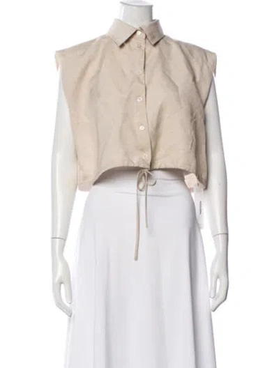 Pre-owned Scanlan Theodore Sleeveless Button-up Top In Neutrals