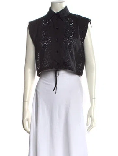 Pre-owned Scanlan Theodore Sleeveless Crop Top In Black