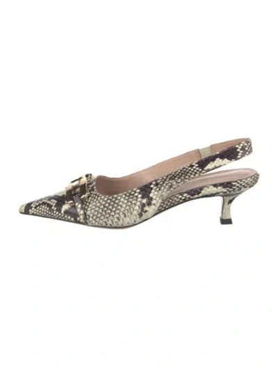 Pre-owned Scanlan Theodore Snakeskin Animal Print Slingback Pumps In Multicolor