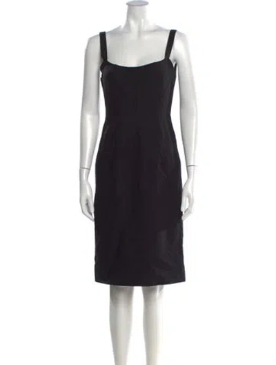 Pre-owned Scanlan Theodore Square Neckline Knee-length Dress In Black