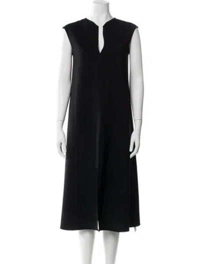 Pre-owned Scanlan Theodore Square Neckline Knee-length Dress In Black
