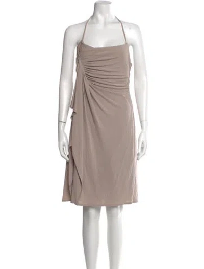Pre-owned Scanlan Theodore Square Neckline Knee-length Dress In Neutral