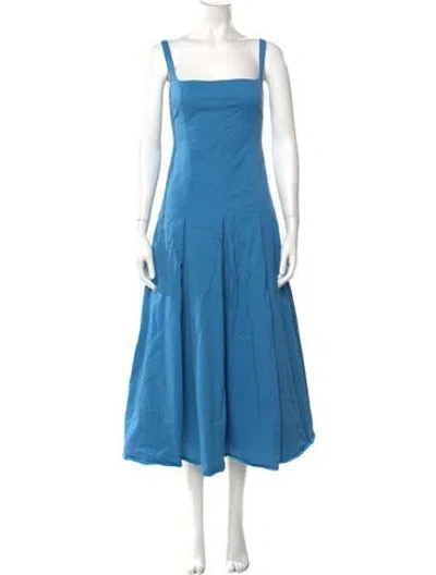Pre-owned Scanlan Theodore Square Neckline Long Dress In Blue