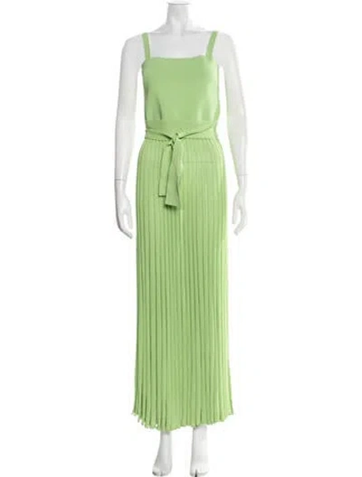 Pre-owned Scanlan Theodore Square Neckline Long Dress In Green