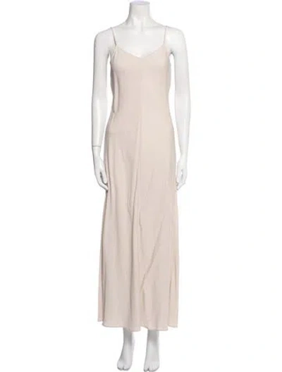 Pre-owned Scanlan Theodore Square Neckline Long Dress In Neutral