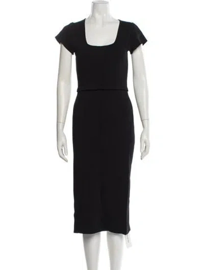 Pre-owned Scanlan Theodore Square Neckline Midi Length Dress In Blue