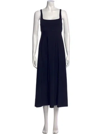 Pre-owned Scanlan Theodore Square Neckline Midi Length Dress In Blue