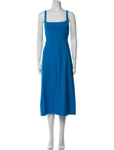 Pre-owned Scanlan Theodore Square Neckline Midi Length Dress In Blue