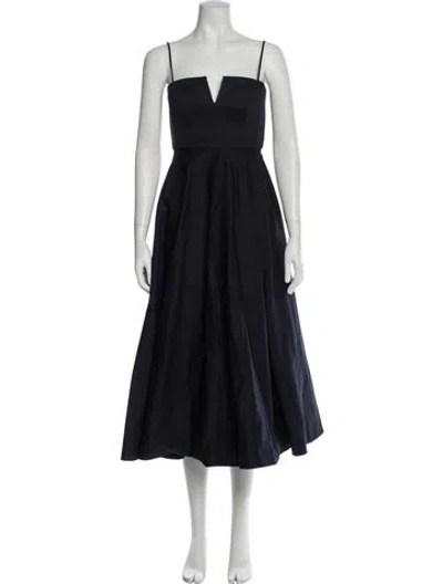 Pre-owned Scanlan Theodore Square Neckline Midi Length Dress In Blue