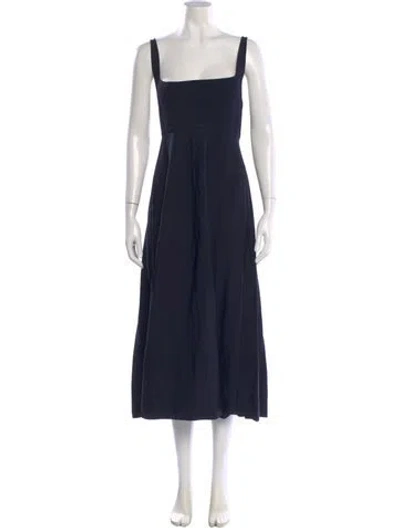 Pre-owned Scanlan Theodore Square Neckline Midi Length Dress In Blue