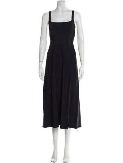 Pre-owned Scanlan Theodore Square Neckline Midi Length Dress In Blue