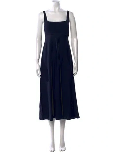 Pre-owned Scanlan Theodore Square Neckline Midi Length Dress In Blue