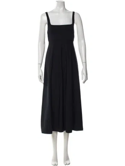 Pre-owned Scanlan Theodore Square Neckline Midi Length Dress In Blue